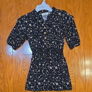 Jessica Simpson Kids Black Floral Dress | Smocked Waist | Size 6 | EUC